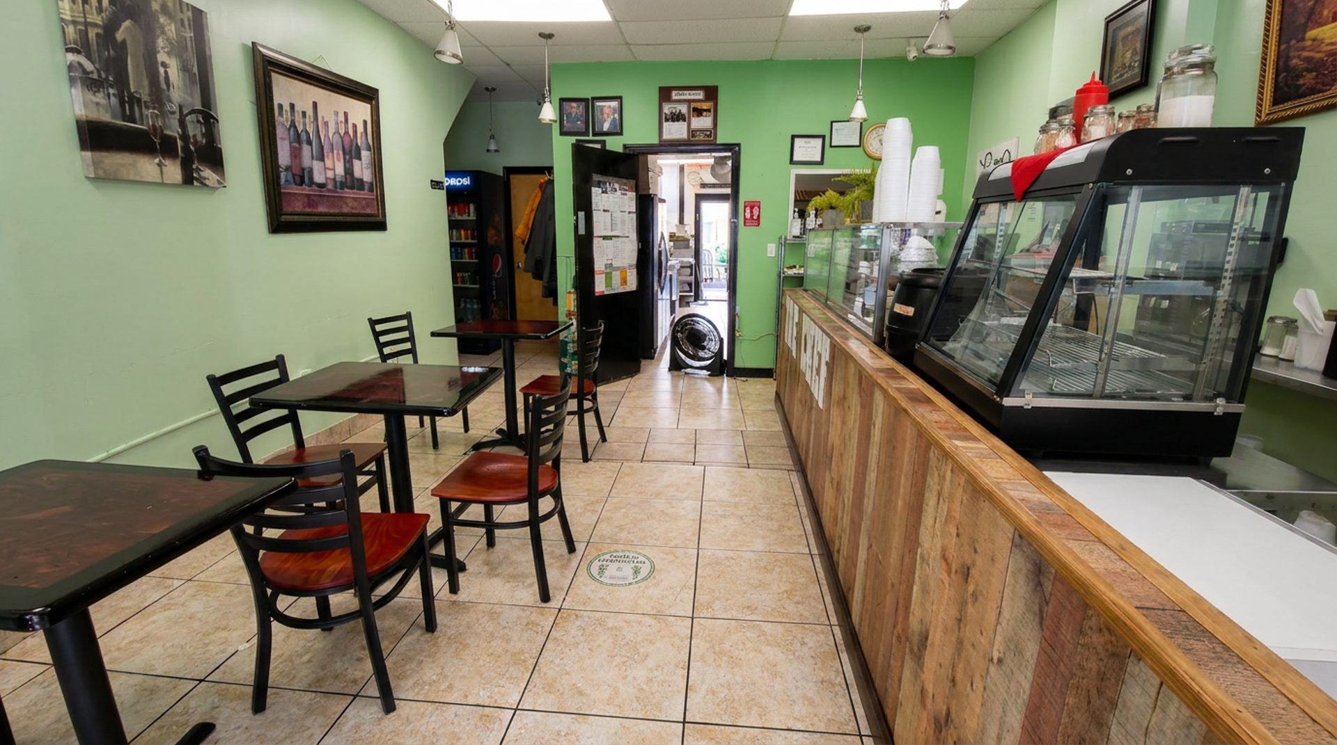 Tables by the counter